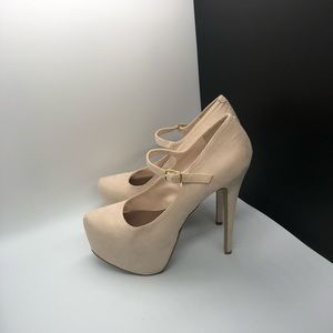 JustFab Nude Babydoll Platform Pumps